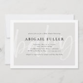 Uitnodiging voor geborsteld grijs en wit Baby show (Voorkant)