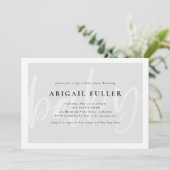 Uitnodiging voor geborsteld grijs en wit Baby show (Staand voorkant)