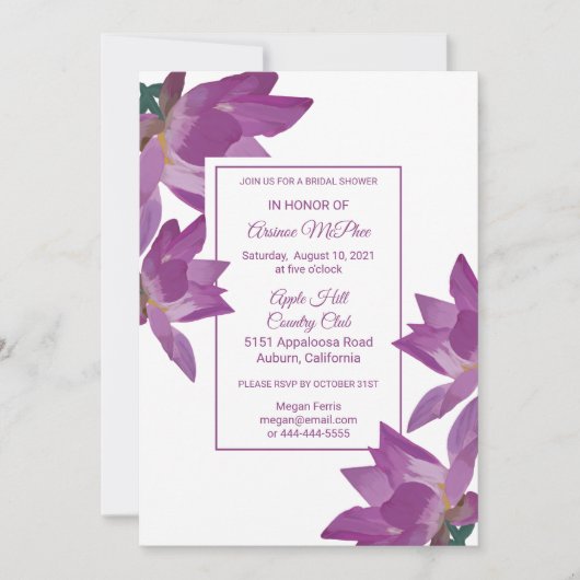 Uitnodiging voor gebrande bloemen Bridal Shower (Voorkant)