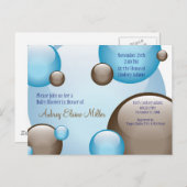 Uitnodiging voor geclusterde blauwe en bruine bubb (Voorkant / Achterkant)