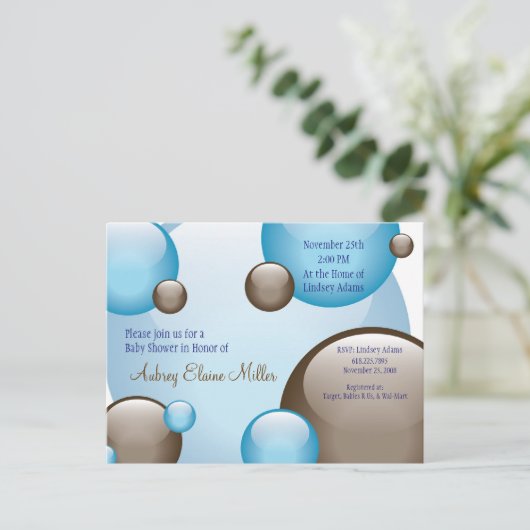 Uitnodiging voor geclusterde blauwe en bruine bubb (Staand voorkant)