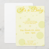 Uitnodiging voor geel baby shower (Voorkant / Achterkant)