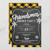 Uitnodiging voor Geel Buffalo Plaid Friendsmas-fee (Voorkant / Achterkant)