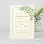 Uitnodiging voor geel en gouden huwelijk (Staand voorkant)