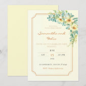 Uitnodiging voor geel en gouden huwelijk (Voorkant / Achterkant)