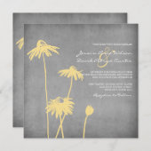 Uitnodiging voor geel en grijs huwelijk (Voorkant / Achterkant)