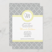 Uitnodiging voor geel en grijs monogram (Voorkant / Achterkant)