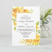 Uitnodiging voor geel Floral Wedding (Staand voorkant)