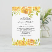 Uitnodiging voor geel Floral Wedding (Staand voorkant)