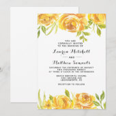 Uitnodiging voor geel Floral Wedding (Voorkant / Achterkant)