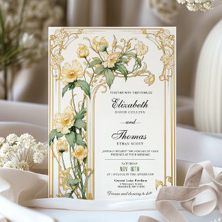 Uitnodiging voor geel Floral Wedding
