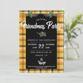 Uitnodiging voor Geel Tartan Plaid Friendsmas-fees (Staand voorkant)