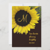 Uitnodiging voor geel zonnebloemig weddenschap (Achterkant)