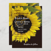 Uitnodiging voor geel zonnebloemig weddenschap (Voorkant / Achterkant)
