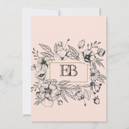 Uitnodiging voor geëtst antiek bloemig lijst (Achterkant)