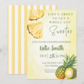 Uitnodiging voor gele ananas thema douche (Voorkant / Achterkant)