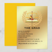 Uitnodiging voor Gele en Gold Lawyer Graduation Pa (Voorkant / Achterkant)