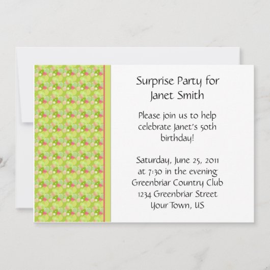 Uitnodiging voor Gele en Roze Partij (Voorkant)