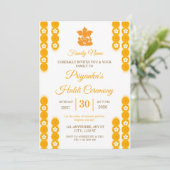 Uitnodiging voor gele Marigold Haldi-ceremonie (Staand voorkant)