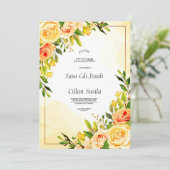 Uitnodiging voor gelige elegante bloemen (Staand voorkant)