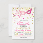 Uitnodiging voor gemaskerd bal verjaardagsfeest  (Voorkant)