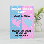 UITNODIGING VOOR GENDER REVEAL FEESTJE MET KONIJNT (Staand voorkant)