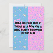 UITNODIGING VOOR GENDER REVEAL FEESTJE MET KONIJNT (Achterkant)
