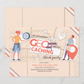 Uitnodiging voor Geocaching (Voorkant / Achterkant)