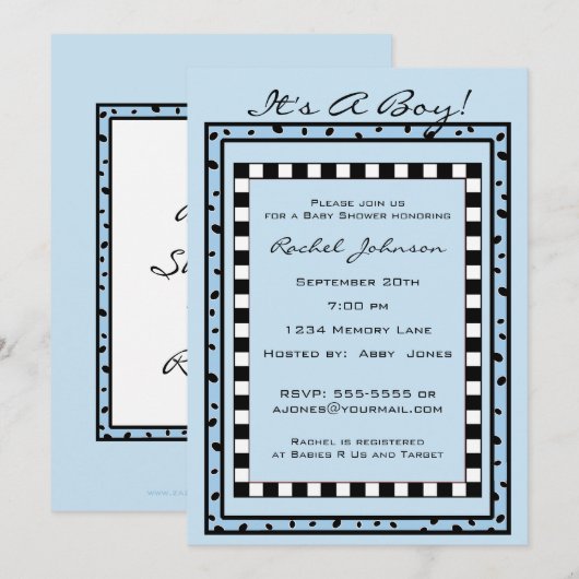 Uitnodiging voor gepersonaliseerd Baby shower (Voorkant / Achterkant)