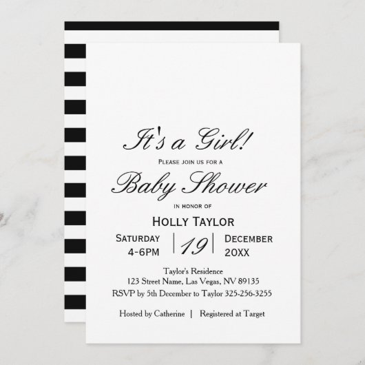 Uitnodiging voor gepersonaliseerd Baby shower (Voorkant / Achterkant)