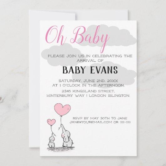 Uitnodiging voor gepersonaliseerd Baby shower (Voorkant)