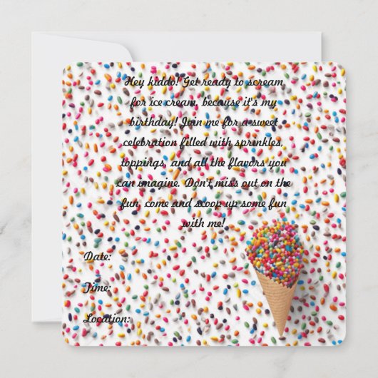 Uitnodiging voor gepersonaliseerd ijs (Achterkant)