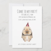 Uitnodiging voor gepersonaliseerde Bunny Party (Voorkant)
