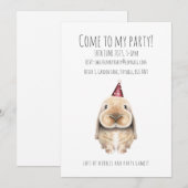 Uitnodiging voor gepersonaliseerde Bunny Party (Voorkant / Achterkant)