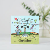 Uitnodiging voor gepersonaliseerde Circus Birthday (Staand voorkant)