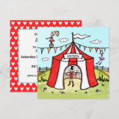 Uitnodiging voor gepersonaliseerde Circus Birthday (Voorkant / Achterkant)