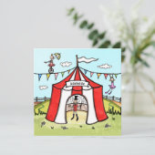 Uitnodiging voor gepersonaliseerde Circus Birthday (Staand voorkant)