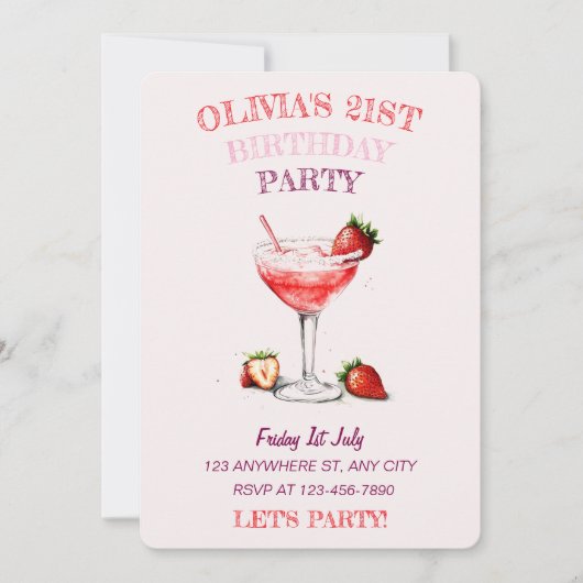 Uitnodiging voor gepersonaliseerde cocktail verjaa (Voorkant)