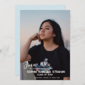 Uitnodiging voor gepersonaliseerde fotoafstudeerfe (Voorkant / Achterkant)