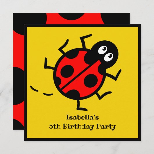 Uitnodiging voor gepersonaliseerde Ladybird Patter (Voorkant / Achterkant)