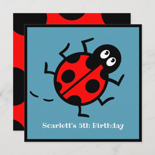 Uitnodiging voor gepersonaliseerde Ladybird Patter (Voorkant / Achterkant)