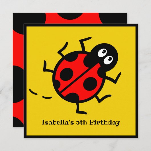 Uitnodiging voor gepersonaliseerde Ladybird Patter (Voorkant / Achterkant)