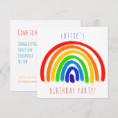 Uitnodiging voor gepersonaliseerde regenboogpartij (Voorkant / Achterkant)