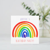 Uitnodiging voor gepersonaliseerde regenboogpartij (Staand voorkant)