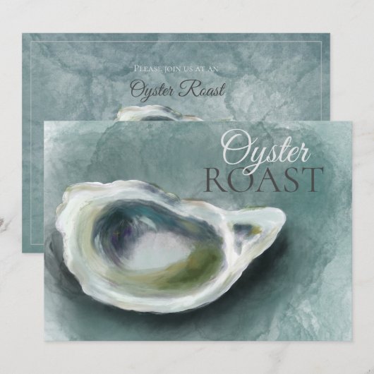 Uitnodiging voor geschilderde oesterroast (Voorkant / Achterkant)