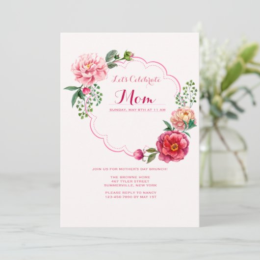 Uitnodiging voor geschulpte bloemen (Staand voorkant)