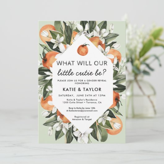 Uitnodiging voor geslacht bekendmaking feestje voo (Staand voorkant)