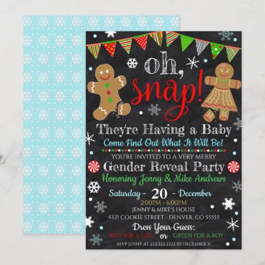 Uitnodiging voor geslachtsbepaling feest (Voorkant / Achterkant)