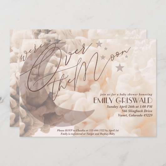 Uitnodiging voor geslachtsneutrale babyshower Over (Voorkant / Achterkant)