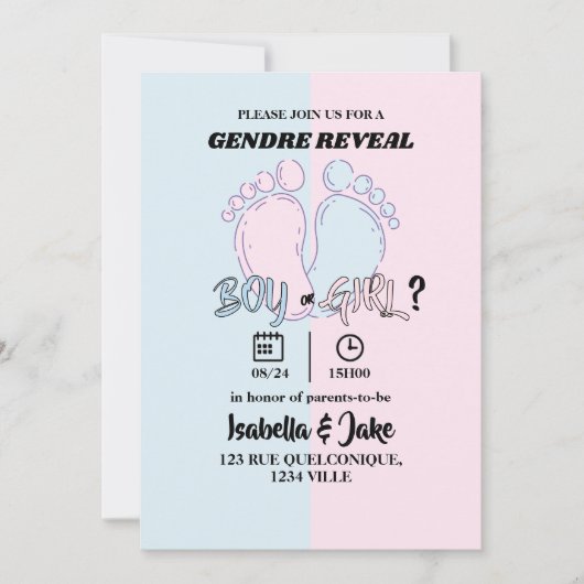 Uitnodiging voor geslachtsonthulling met gespleten (Voorkant)